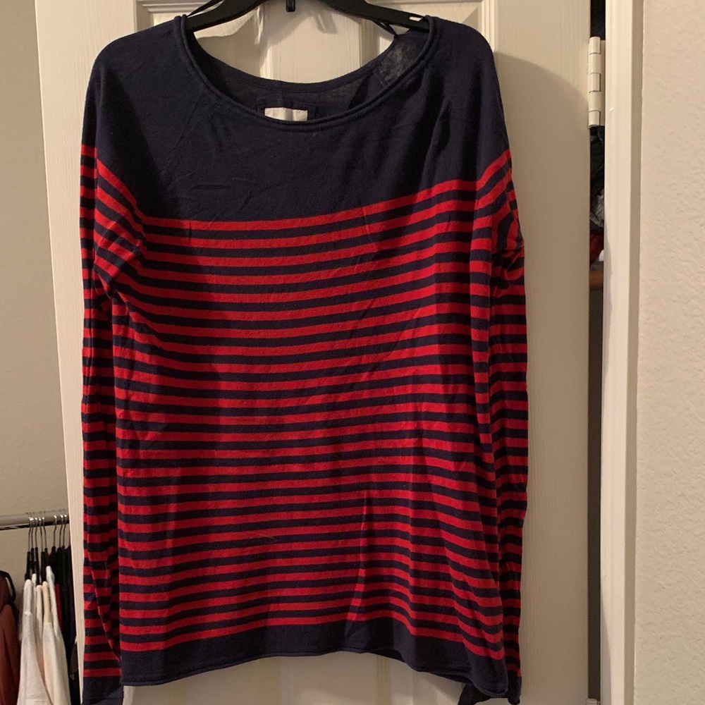 H&M Dark Blue and Red strip L.O.G.G. Top